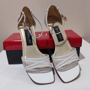 Marino Boutique White Mesh Leather Soft Napa Sandals Size 7